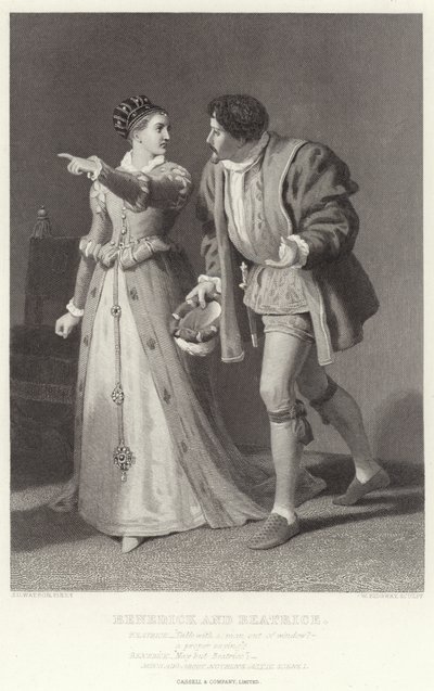 Benedick and Beatrice, Much Ado About Nothing, Act IV, Scene I by James Dawson Watson